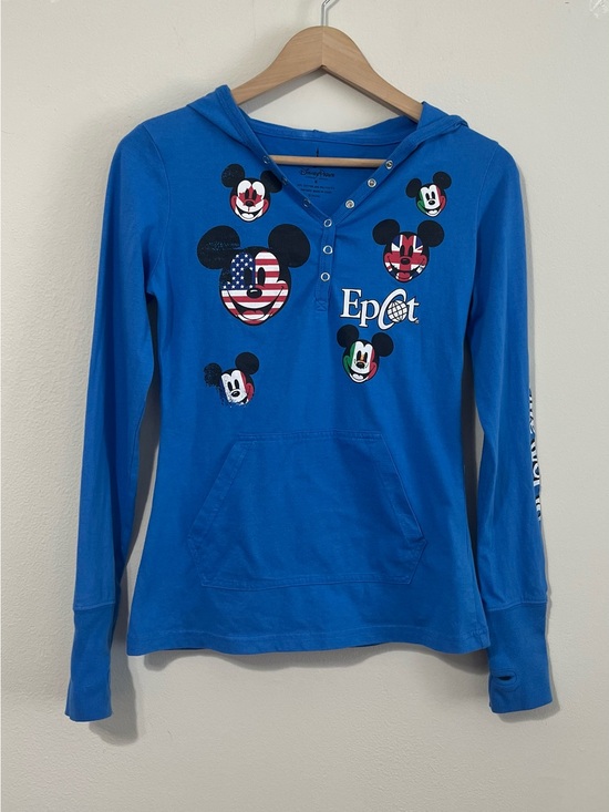 Disney Other - Disney Blue Mickey Mouse Epcot Hooded Kids Shirt